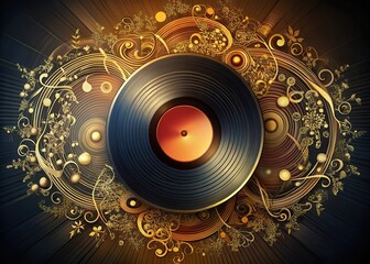 Vinyl record album cover with intricate details