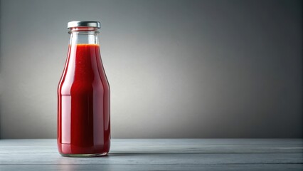 Condensed red liquid in a glass bottle