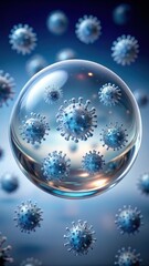 Spherical bacteria in clear fluid suspended motion