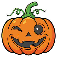 Smiling Jack O Lantern with a Winking Eye for Halloween.