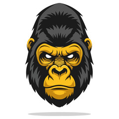 Powerful gorilla face illustration with intense gaze and focus.