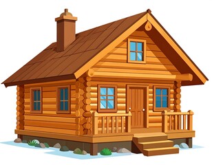 Cartoon log cabin illustration