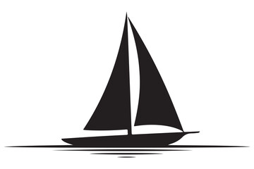 Sail boat logo silhouette vector design sailboat sailing ship outline minimal vector illustration
