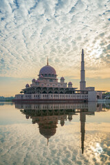 Awesome view of the Putra Mosque at sunrise, Putrajaya, Malaysia