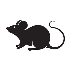 Silhouette of a Small Mouse in Sideview.