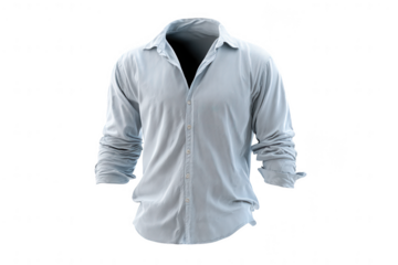 Light blue pinstripe long sleeve button down shirt isolated on transparent background
