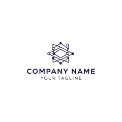 Abstract logo design featuring interconnected lines and shapes, suggesting technology and connection.