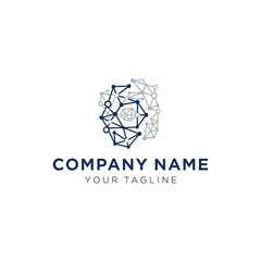 Fototapeta premium Abstract technology logo design with interconnected nodes and lines.