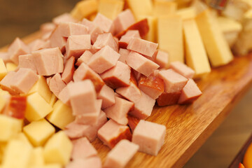 Platter of cheese and ham