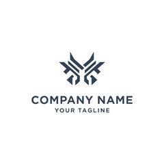 Obraz premium Abstract geometric logo design with a symmetrical, stylized shape.