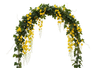 Golden floral arch isolated on transparent background isolated on transparent background
