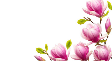 Pink magnolia blossoms isolated on transparent background isolated on transparent background