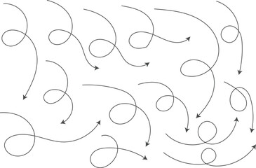 Hand drawn curve line arrow. zigzag arrows collection. Curved arrow set