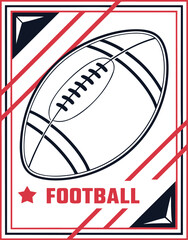 Obraz premium American football graphic with red white and blue border and text sport game