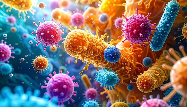 Colorful microscopic organisms