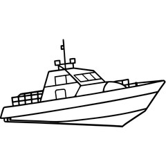 Military Patrol Boat Line Vector