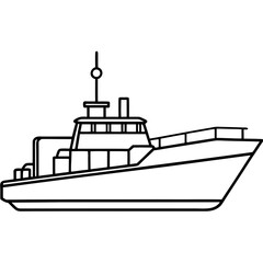 Obraz premium Military Patrol Boat Line Vector