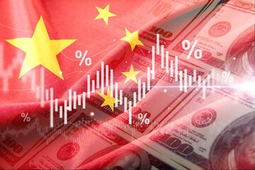 United States government tariff China, flags and money