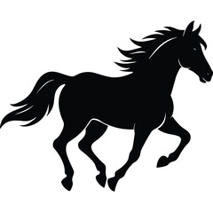 Silhouette of a running horse, vector illustration