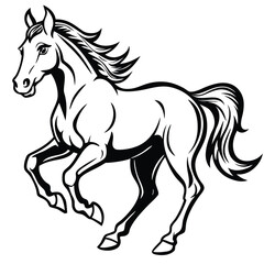 Dynamic horse galloping in vector art style