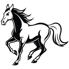 Elegant horse running with flowing mane and tail