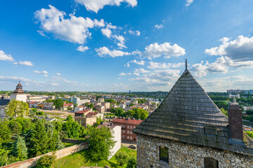 Aerial skyline view of Bedzin city in Poland. Europe