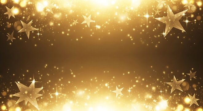 Golden stars and bokeh lights create a dazzling and luxurious christmas background, perfect for adding a touch of elegance and sparkle