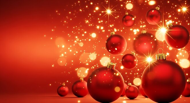 Elegant christmas background with red baubles and sparkling lights creating a festive and celebratory atmosphere for holiday season greetings