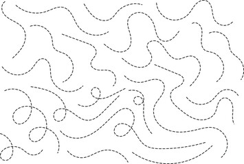 Hand drawn curve dotted line. curved Dashed stroke set. Wavy dot outline elements