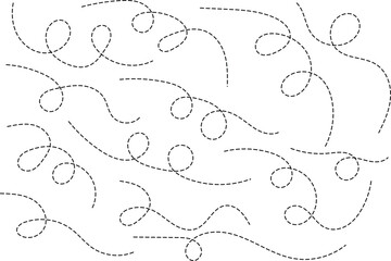Hand drawn curve dotted line. curved Dashed stroke set. Wavy dot outline elements