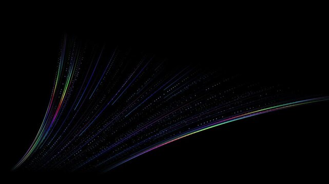 Colorful Digital Light Lines Vortex Effect on Black Background