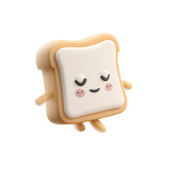 Cute Bread Slice Mascot 3d Illustration
