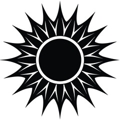 Black sun with sharp rays, a radiant symbol