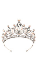 Elegant Silver Tiara with Pearls and Crystals