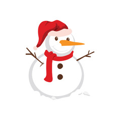 snowman with red hat and scarf