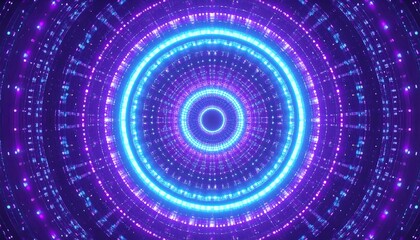 Abstract circular neon tunnel with concentric rings