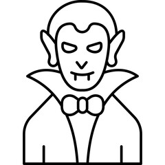 Dracula Face Icon | Line Style Vampire & Halloween Icon