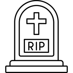 Obraz premium Burial Ground Icon | Line Style Cemetery & Spooky Icon
