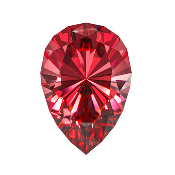 Ruby pear cut gemstone transparent 3d