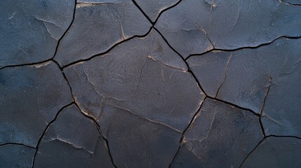 Obraz premium A cracked and textured surface of dark blue and gray.