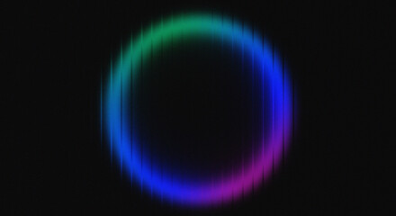 Abstract Neon Circle: Glowing Teal, Blue, and Purple Gradient on Black Background, Modern Digital Art, Futuristic Vibe.