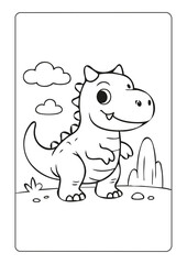 Illustration vectorielle de Tyranosaurus Rex, T-rex, dinosaure. Page de coloriage pour enfants et livre de coloriage