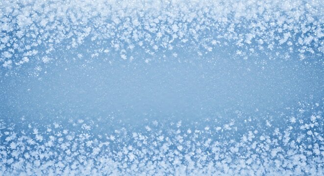 Frozen window pane with delicate ice crystals forming a beautiful and intricate pattern, creating a winter wonderland scene