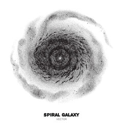 Spiral Galaxy. Isolated element handdrawn with ink. Pointillism, dotted