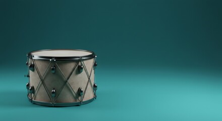Teal Background Small Drum with Silver Accents