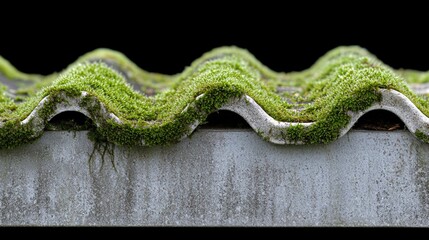 A close-up view of a moss-covered concrete wall.
