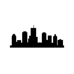 Fototapeta premium Black and White Cityscape Silhouette with Skyscrapers Against a White Background