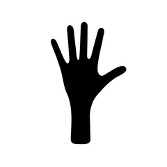 A Silhouette Illustration of an Open Hand, Simple Black and White Graphic