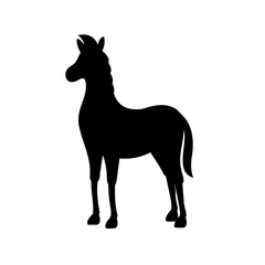 A sleek black horse silhouette against a white background in vector form
