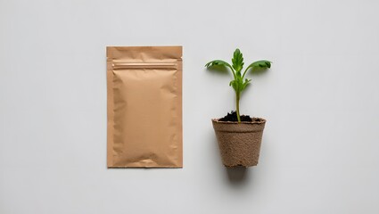 Seed packet and seedling for growth and sustainable gardening concepts ideas 90